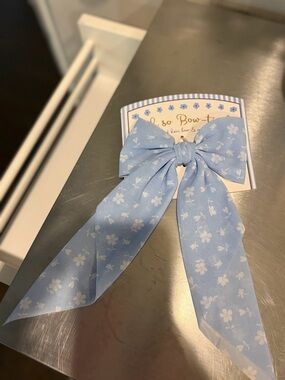 Light Blue Floral Hair Bow